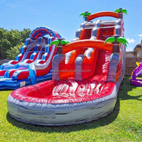 Toboggan aquatique gonflable de grande taille en PVC robuste, commercial, 50 pieds, personnalisé, toboggan aquatique gonflable pour parc aquatique à vendre