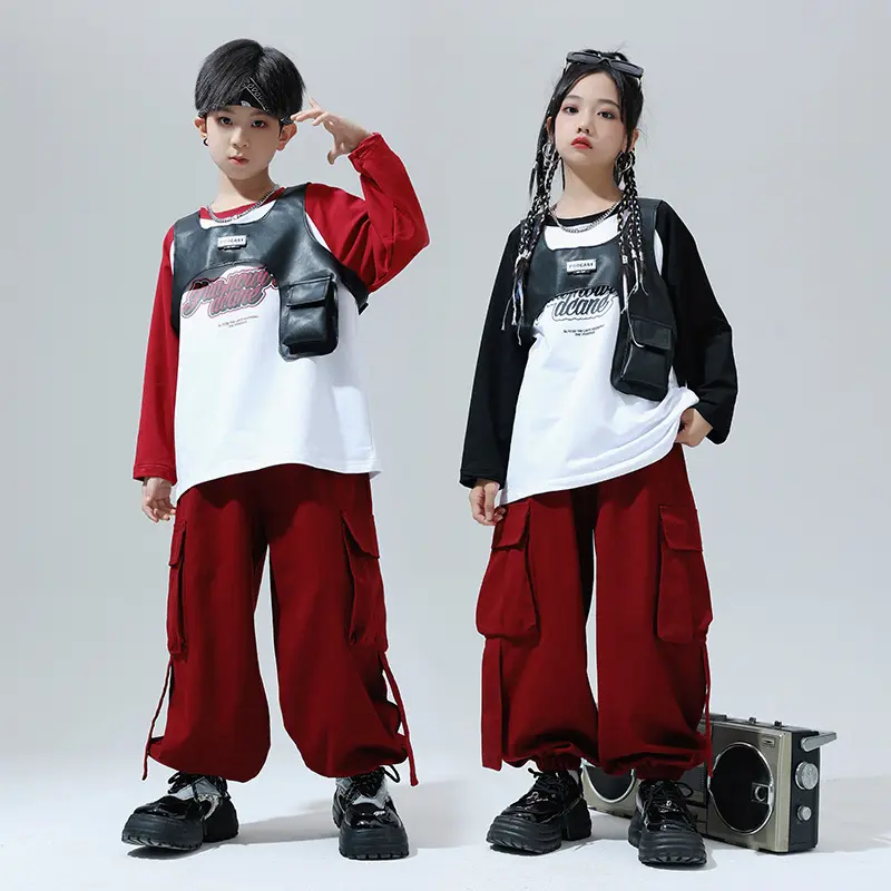 Hop fashion pakaian anak-anak hiphop anak perempuan hoodie jazz setelan dansa Anak laki-laki Amerika street show kostum