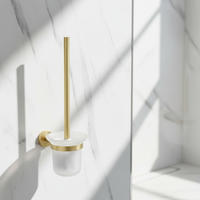 Support mural de brosse de toilette en acier inoxydable doré brossé de luxe pour salle de bain et suite d'hôtel