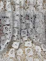 Tissu en dentelle guipure soluble dans l'eau, motif floral rose creuse blanche, broderie de luxe, dentelle chimique pour la confection de robes H207