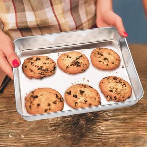 ภาชนะเก็บอาหารสเตนเลสสตีลทรงสี่เหลี่ยมผืนผ้าสำหรับเตาอบพร้อมฝาปิดกระทะย่างโลหะสำหรับเตรียมอาหารปลอดภัยสำหรับเตาอบ - Product Image 6