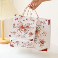 Sac cadeau romantique rose papillon - Sac d'emballage cadeau pour la Saint-Valentin 520 pour petite amie - Sac à main pour cosmétiques