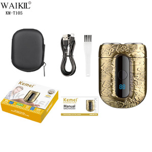 KEMEI Km-t105 Mini Rasoir <span class=keywords><strong>Électrique</strong></span> Haute Vitesse pour Barbe, Bronze Mat, Type C, Affichage LED, Outil de <span class=keywords><strong>Rasage</strong></span> pour Hommes, Têtes Doubles - Product Image 1