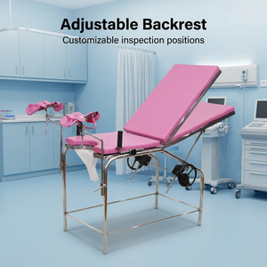 Lettino Ginecologico Lechi <span class=keywords><strong>A23</strong></span>-I in Acciaio Inossidabile, Letto Ospedaliero per Esami Ginecologici con Schienale, Tavolo per Ispezioni - Product Image 4