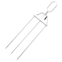 Brochettes plates à 3 pointes en acier inoxydable avec glissière et sac de rangement réutilisable pour barbecue