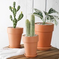 Pot de fleurs d'intérieur rond en plastique fibre de bambou bon marché en gros