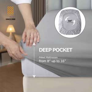 Pure Cotton <strong>Fitted</strong> <strong>Sheets</strong> Queen Size 300 Thread Count Percale <strong>Sheets</strong> for Queen Size <strong>Bed</strong> Soft &amp; Breathable <strong>Bed</strong> <strong>Sheets</strong> - Product Image 1
