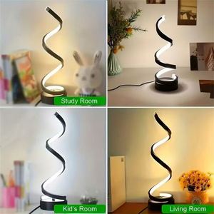 Modern Minimalist LED Table <b>Lamp</b> <b>Touch</b> Control Stepless Dimming Adjustable Desk Night Light with Spiral Shade Metal Material - Product Image 5