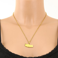 Acier inoxydable Turquie Carte Contour Charme Lien Chaîne Collier 18K Plaqué Or Turc Carte Turcs Pendentif Collier