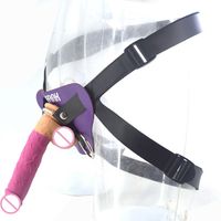 Sangle télécommandée sur harnais gode avec vibration télescopique 100% jouet sexuel adulte étanche pour couples et lesbiennes