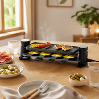 Grill électrique portable pour raclette, 4 personnes, grill d'intérieur, plaque antiadhésive PTFE, 600W, sans fumée, pour usage domestique, hôtelier et commercial