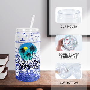 Vasos Personalizados de 20 oz de Plástico Rígido para Sublimación con Fondo Redondo Tipo Globo de Nieve, con Tapa y Popote para Fiestas y Jugos - Product Image 2