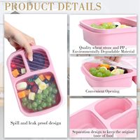 Boîte à bento à 3 compartiments en paille de blé, boîte à lunch, récipient de préparation des repas avec couvercle, 900 ml, contrôle des portions pour le bureau, l'école, les pique-niques