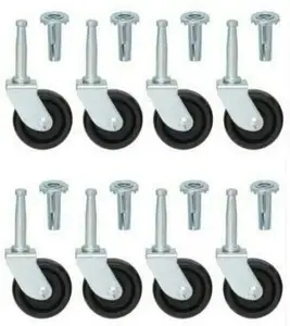 WBD-ruedas giratorias pequeñas de <span class=keywords><strong>2</strong></span> pulgadas para muebles, estante de almacenamiento de PP, de plástico duro, con eje de rosca, color negro - Product Image 1