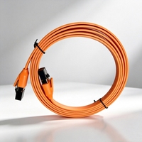 Kabel Patch Cord Jaringan Flat CAT7 DTECH DT-LCF7005F-O 28AWG Konektor Rj45 Kabel Komunikasi F/FTP