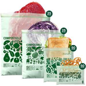 CLEANOMIC Sacs à lunch compostables Bundle Gallon Quart Tailles pour sandwichs et collations - Product Image 1
