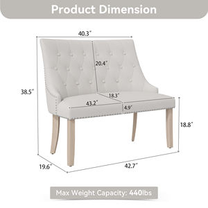 Elegante Sofá de Dos Plazas de Lino con Patas de Madera, Cojín Tapizado, Fácil de Limpiar, Diseño Moderno para Dormitorio, Apartamento, Hotel, Sala de Estar - Product Image 6
