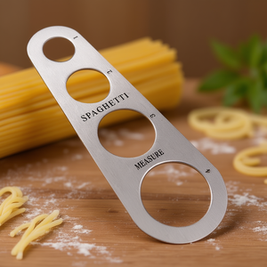 Misuratore per spaghetti in acciaio inossidabile con quattro fori di diverse dimensioni per il controllo delle porzioni di pasta - Product Image 3