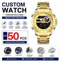 NAVIFORCE 9163 Montre Homme Personnalisable Double Affichage Numérique Analogique Bracelet Acier Multifonction Lumineuse Étanche OEM ODM