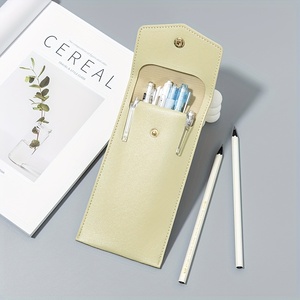 Stijlvol leren etui - Penhouder met drukknoopsluiting voor rugzakdragen, pennendoos met grote capaciteit voor cadeau en dagelijkse organisatie - Product Image 3