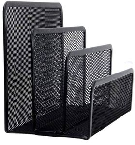 Folder Holder Desk Mail Organizer Letter Holder for Desk Metal <b>Mesh</b> with 3 Vertical Upright Compartments - Product Image 4