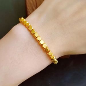 Xinfly Au999 Pure Gold Square Sugar <b>Beads</b> DIY Bracelet Necklace <b>Anklet</b> Jewelry Accessories - Product Image 4