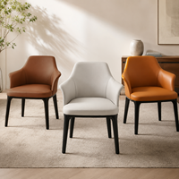 Fauteuil d'appoint moderne en cuir avec cadre en bois de style mid-century, chaise longue pour salon, mobilier d'hôtel