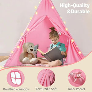 Tente de jeu pour enfants en toile de coton, antidérapante, rembourrée, pliable, grande capacité, pour l'intérieur et l'extérieur, tente <span class=keywords><strong>tipi</strong></span> indienne - Product Image 3