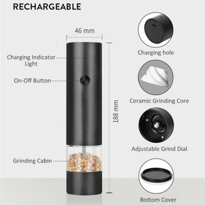 Electric New Smart USB <b>Salt</b> Electric <b>Salt</b> and Pepper <b>Shaker</b> Rechargeable Pepper Grinder Mill Set - Product Image 6