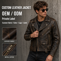 Veste de moto en cuir décontractée pour homme, coupe ample, avec fermeture éclair et boutons sur le devant, collection automne, marque privée ODM