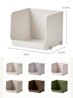 Boîte de rangement empilable en PP de couleur personnalisée, texture simili cuir, ouverture frontale, organiseur de cosmétiques pour bureau, cuisine, armoire