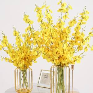 Orchidées artificielles dansantes en soie, bouquet jaune, pour vases, décoration intérieure, accessoires de mariage, haute simulation, réutilisables - Product Image 1