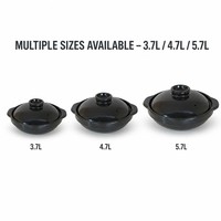 Casserole en céramique noire mate avec couvercle, pot peu profond en grès émaillé noir, résistant au four, larges poignées, vente en gros