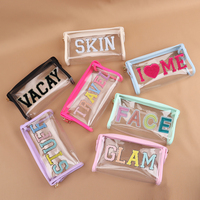 Keymay Stock populaire RTS cadeau personnalisé couleur bonbon jolies filles sacs de maquillage étanches étui à crayons transparent sacs en PVC transparents