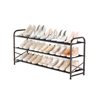 Étagère à chaussures en métal empilable à trois niveaux pour la maison, design minimaliste moderne, pour l'entrée, utilisation en intérieur