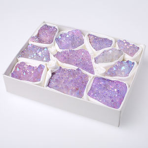 ชุดอัญมณีดิบคลัสเตอร์คริสตัลออร่าสีม่วงพร้อมกล่องหินบำบัดขัดเงาตามหลักฮวงจุ้ย - Product Image 2