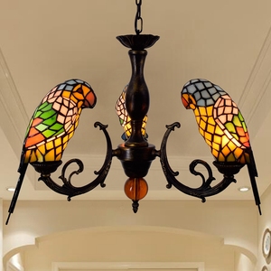 <span class=keywords><strong>Lustre</strong></span> suspendu Tiffany en verre, motif oiseau, lampe vitrail bronze, lampes Tiffany, <span class=keywords><strong>lustre</strong></span> suspendu de luxe à trois têtes, motif <span class=keywords><strong>perroquet</strong></span> - Product Image 6