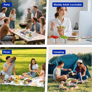 Lekfre <strong>Stainless</strong> <strong>Steel</strong> Compartmentalized Snack Box Snack <strong>Containers</strong> with Lids for Travel Dishwasher Safe Keeps <strong>Food</strong> Fresh - Product Image 3