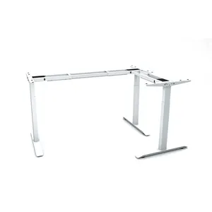 צורת L 2 Legsdual שיפוע אחורי אקריליק עם אבזר להקות שולחן מסגרת חשמלי שולחן מסגרת גובה מתכוונן שולחן מסגרת