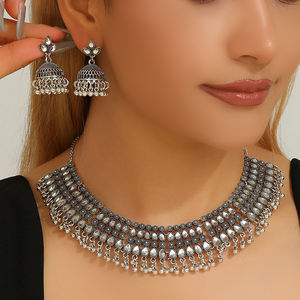 इंडियन नेकलेस लैयरिंगस डायमंड स्टड ज्हुमका फैशन, महिलाओं की शादी की पार्टी पहने हुए निर्माता - Product Image 1