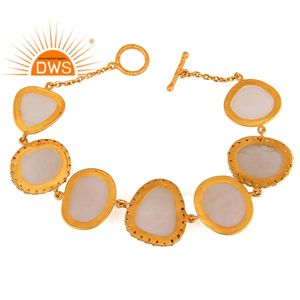 Quartz Gemstone <b>Bracelet</b> <b>Chain</b> <b>Bracelet</b> Jewelry Supplier Gold Plated 925 <b>Silver</b> Hot Sale CZ Rose 24 Carat Trendy Women's Round - Product Image 2