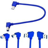 USB 3.0 a Male sudut kanan ke B Male kotak Hard Drive 90 derajat kabel Data jaket PVC 0.3m untuk penggunaan Printer/pemindai