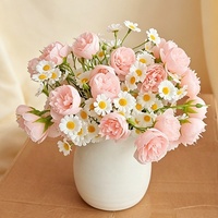 Bouquet de fleurs artificielles personnalisé en soie, rose et camomille, arrangement floral mixte pour demoiselles d'honneur, accessoires photo, décoration de Noël
