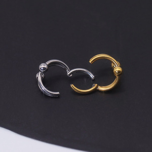 Stainless Steel <b>Nose</b> <b>Ring</b> Double Bead Design Golden And <b>Silver</b> Color For <b>Nose</b> Piercing Jewelry - Product Image 4
