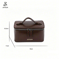Bolsa de Maquillaje Impermeable JOYSUN con Logotipo Personalizado, Organizador de Artículos de Aseo, Estuche de Viaje de Cuero Vegano para Mujer