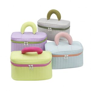 Sac de rangement pour maquillage en polyester souple grande capacité, tendance, avec fermeture éclair, pour cosmétiques et soins de la peau, idéal pour les jeunes filles - Product Image 1