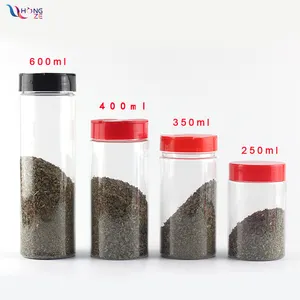 250Ml 350Ml 400Ml 600Ml Custom Huisdier Plastic Peper Verpakking Spice Fles Shaker Met Flip Top Cover voor Verpakking Kruid En Spice