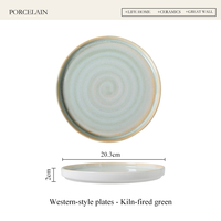 Assiette plate ronde rétro vert olive, cuite au four, avec glaçure effet four, compatible micro-ondes/réfrigérateur, pour pâtes/plats principaux/desserts