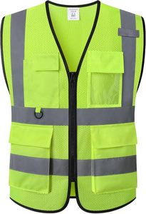 เสื้อกั๊กนิรภัย Hi VIS ของผู้ชายและผู้หญิงมีกระเป๋าสะท้อนแสงมองเห็นได้ชัดเจนซึ่งตรงตามมาตรฐาน ANSI/isea - Product Image 6