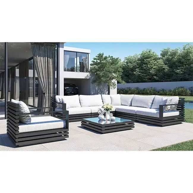 YANS HYTZ181 Ecksofa Garten garnituren Aluminium guss Gartenmöbel Set Aluminium Outdoor Sofa